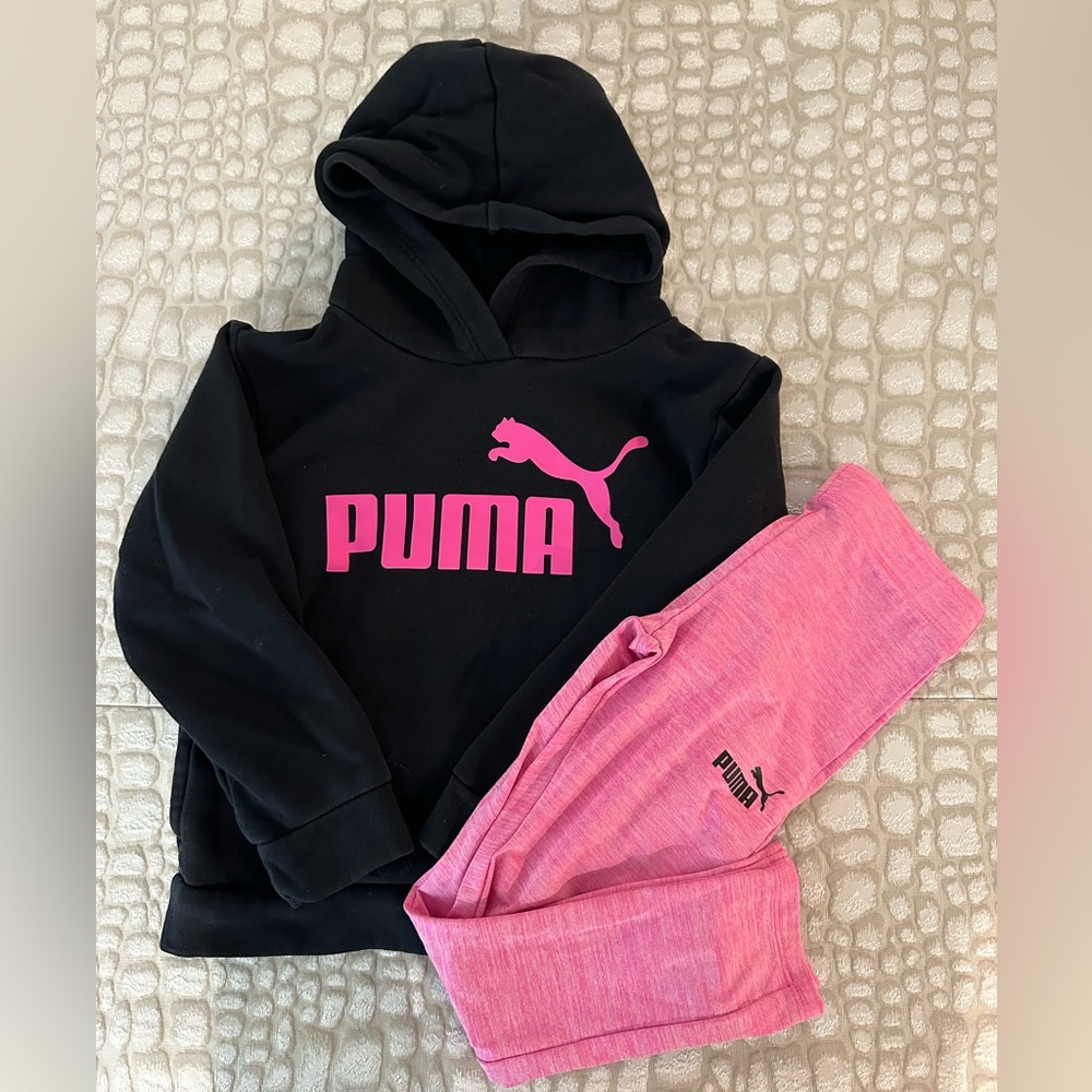 Girls Matching Puma Hoodie and Leggings
